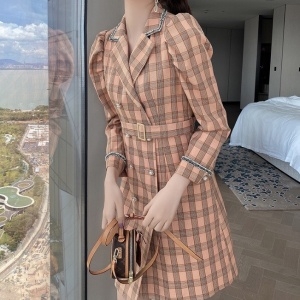 샤넬 CHANEL 2020 SS 체크무늬 벨트 여성 원피스