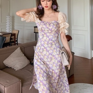 미우미우 MIUMIU 2020 SS 프릴 소매 플라워 여성 원피스