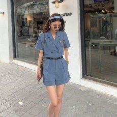 발망 BALMAIN 2020 SS 포켓 카라 반팔 셔츠 반바지 여성 세트