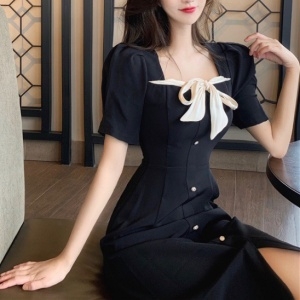 디올 DIOR 2020 SS 리본장식 퍼프소매 여성 원피스