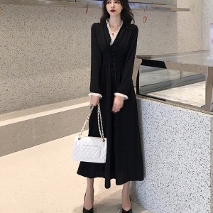 샤넬 CHANEL 2020 프릴 투톤 끈리본 여성 원피스