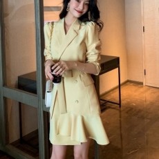 샤넬 CHANEL 2020 카라 포켓 벨트 러플 여성 원피스
