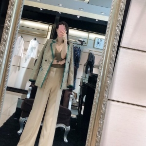 구찌 GUCCI 2020 SS 체크무늬 그린라인 여성 자켓