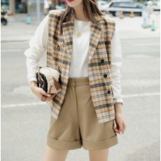 구찌 GUCCI 2020 SS 체크무늬 단추로고 여성 조끼
