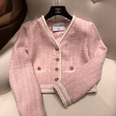 샤넬 CHANEL 2020 SS 트위드 진주 핑크 여성 자켓