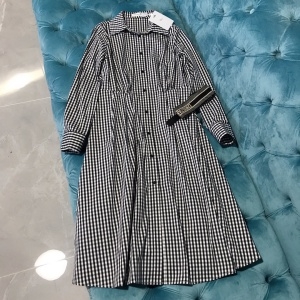 디올 DIOR 2020 SS 체크무늬 벨트 여성 롱셔츠
