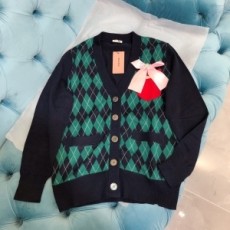 미우미우 MIUMIU 2020 SS 체크무늬 리본 여성 가디건