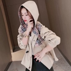 버버리 BURBERRY 2020 SS 후드 투톤 쇼트 여성 트렌치코트