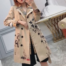 버버리 BURBERRY 2020 SS 체크카라 캐릭터 롱 여성 트렌치코트