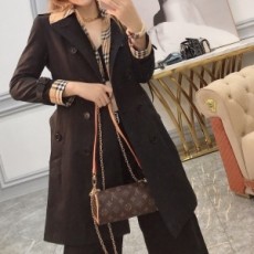 버버리 BURBERRY 2020 SS 체크 카라 블랙 롱 여성 트렌치코트