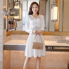 샤넬 CHANEL 2020 SS 투톤 카라 러플 여성 원피스
