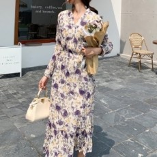 샤넬 CHANEL 2020 SS 캐릭터 플라워 프릴 여성 원피스