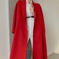 막스마라 MAXMARA 2020 SS 100% 캐시미어 포켓 벨트 레드 여성 롱코트 미러급