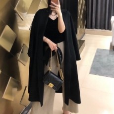 막스마라 MAXMARA 2020 SS 100% 캐시미어 포켓 벨트 블랙 여성 롱코트 미러급