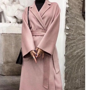 막스마라 MAXMARA 2020 SS 100% 캐시미어 포켓 벨트 연핑크 여성 롱코트 미러급