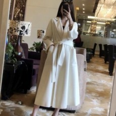 막스마라 MAXMARA 2020 SS 100% 캐시미어 포켓 벨트 아이보리 여성 롱코트 미러급