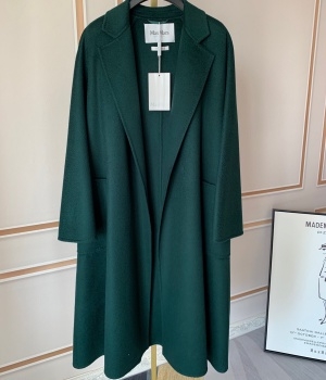 막스마라 MAXMARA 2020 SS 100% 캐시미어 포켓 벨트 그린 여성 롱코트 미러급