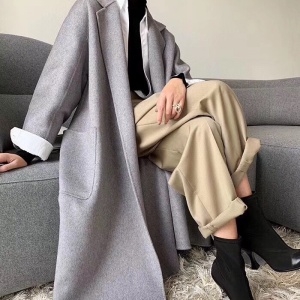 막스마라 MAXMARA 2020 SS 100% 캐시미어 포켓 벨트 그레이 여성 롱코트 미러급