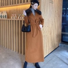 막스마라 MAXMARA 2020 SS 캐시미어 밍크퍼 브라운 여성 롱코트 초미러급