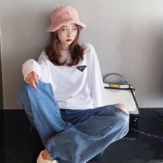 프라다 PRADA 2020 SS 삼각로고 라운드넥 여성 긴팔티 커스텀급