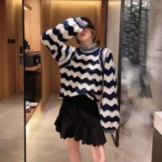 샤넬 CHANEL 2020 SS 물결무늬 퍼프소매 여성 니트 커스텀급