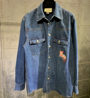 구찌 GUCCI 2020 SS 캣 캐릭터 자수 여성 청남방 커스텀급