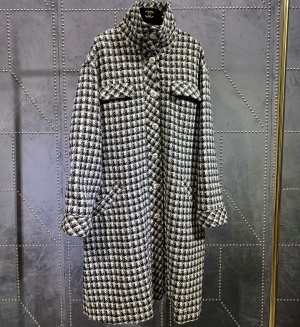샤넬 CHANEL 2020 SS 트위드 체크 포켓 여성 롱코트 커스텀급