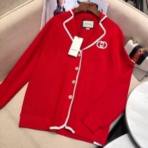 구찌 GUCCI 2020 SS GG로고 라인 카라 니트 여성 가디건 커스텀급