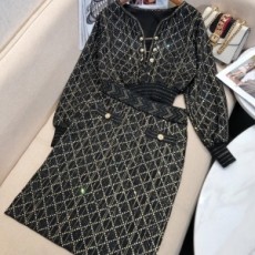 샤넬 CHANEL 2020 SS 체크 금속체인 단추 여성 투피스 커스텀급