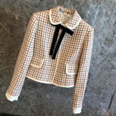 미우미우 MIUMIU 2020 SS 체크 카라 리본 자켓 스커트 여성 세트 커스텀급