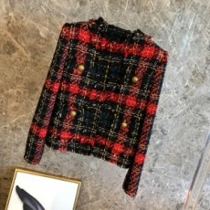 발망 BALMAIN 2020 SS 트위드 체크 단추 자켓 스커트 여성 세트 커스텀급