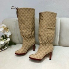구찌 GUCCI 2020 SS GG 퍼프 끈리본 여성 롱부츠