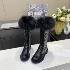 디올 DIOR 2020 SS 로고 자수 여우퍼 여성 롱부츠