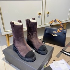 샤넬 CHANEL 2020 SS 로고 스티치 스웨이드 브라운 여성 쇼트부츠