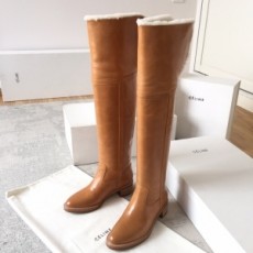 셀린느 CELINE 2020 SS 레더 카멜 양털 여성 롱부츠