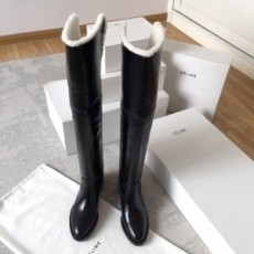 셀린느 CELINE 2020 SS 레더 블랙 양털 여성 롱부츠