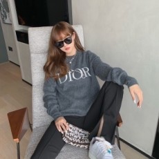 디올 DIOR 2020 SS 로고 자수 딥그레이 여성 니트