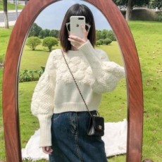 미우미우 MIUMIU 2020 SS 플라워 자수 퍼포소매 여성 니트