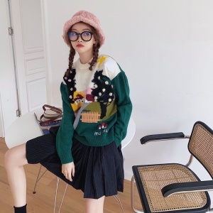 미우미우 MIUMIU 2020 SS 로고 자수 캐릭터 여성 니트