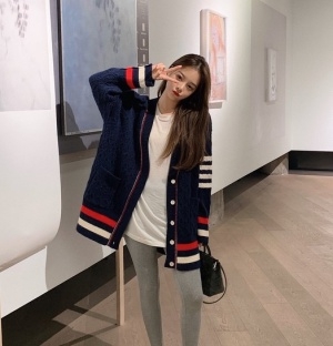 톰브라운 THOM BROWNE 2020 SS 스트라이프 여성 니트 가디건