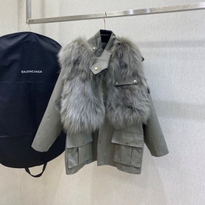 발렌시아가 BALENCIAGA 2020 SS 여우퍼 조끼 포켓 여성 자켓 미러급