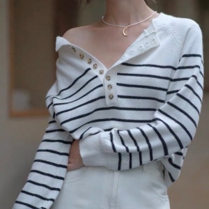 셀린느 CELINE 2020 SS 스트라이프 단추장식 여성 니트
