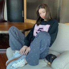 샤넬 CHANEL 2020 SS 캐릭터 프린팅 라운드넥 여성 긴팔티
