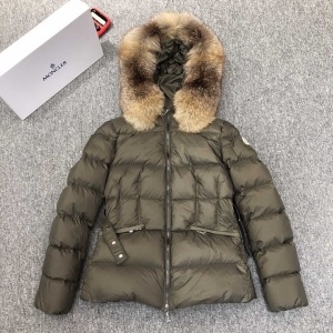 몽클레어 MONCLER 2020 SS 퀄팅 지퍼 여우퍼 카키 여성 패딩 커스텀급