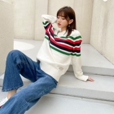 구찌 GUCCI 2020 SS 스트라이프 라운드넥 여성 니트 커스텀급