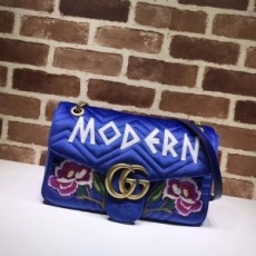 구찌 GUCCI 2020 GG 캐릭터 자수 벨벳 블루 숄더백 443496 커스텀급