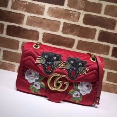 구찌 GUCCI 2020 GG 플라워 자수 벨벳 레드 숄더백 443496 커스텀급