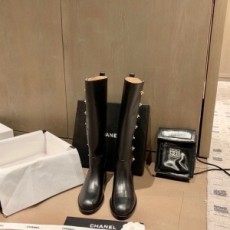 샤넬 CHANEL 2020 CC로고 패치 레더 여성 롱부츠 커스텀급