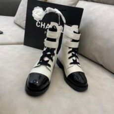 샤넬 CHANEL 2020 CC로고 투톤 패치 여성 쇼트부츠 커스텀급