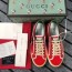 구찌 GUCCI 2021 캔버스 레드 삼선 커플 슈즈 커스텀급